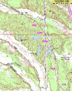 Map of hills, north of Red Bluff.
