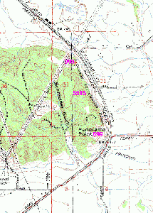 Map of track curves around Panorama Point, some miles northeast of Cottonwood.