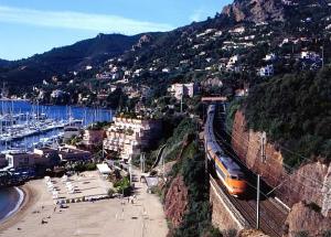 TGV travels along the Cote 
d'Azur